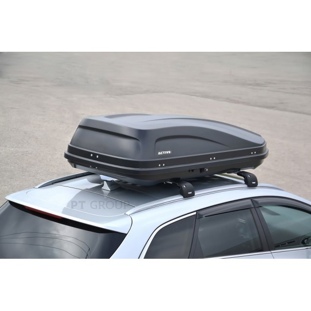 Бокс-багажник на крышу Аэродинамический Черный «ACTIVE base» ДВУСТОРОННЕЕ ОТКРЫВАНИЕ