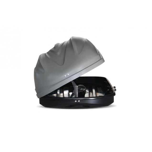 Бокс-багажник на крышу Аэродинамический Серый «Turino 1» ДВУСТОРОННЕЕ открывание